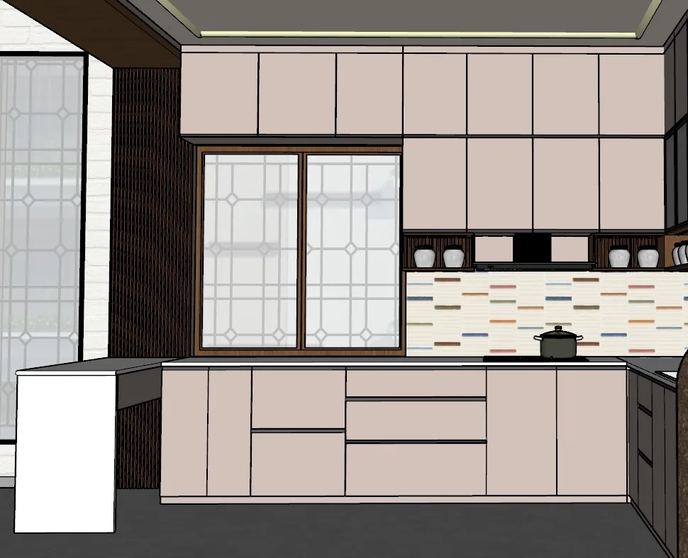 Measured kitchen design drawing prepared before production